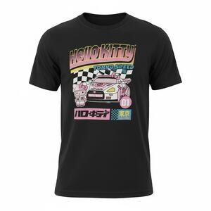 Women's Hello Kitty and Friends Sanrio Tokyo Speed Black T-Shirt - Medium